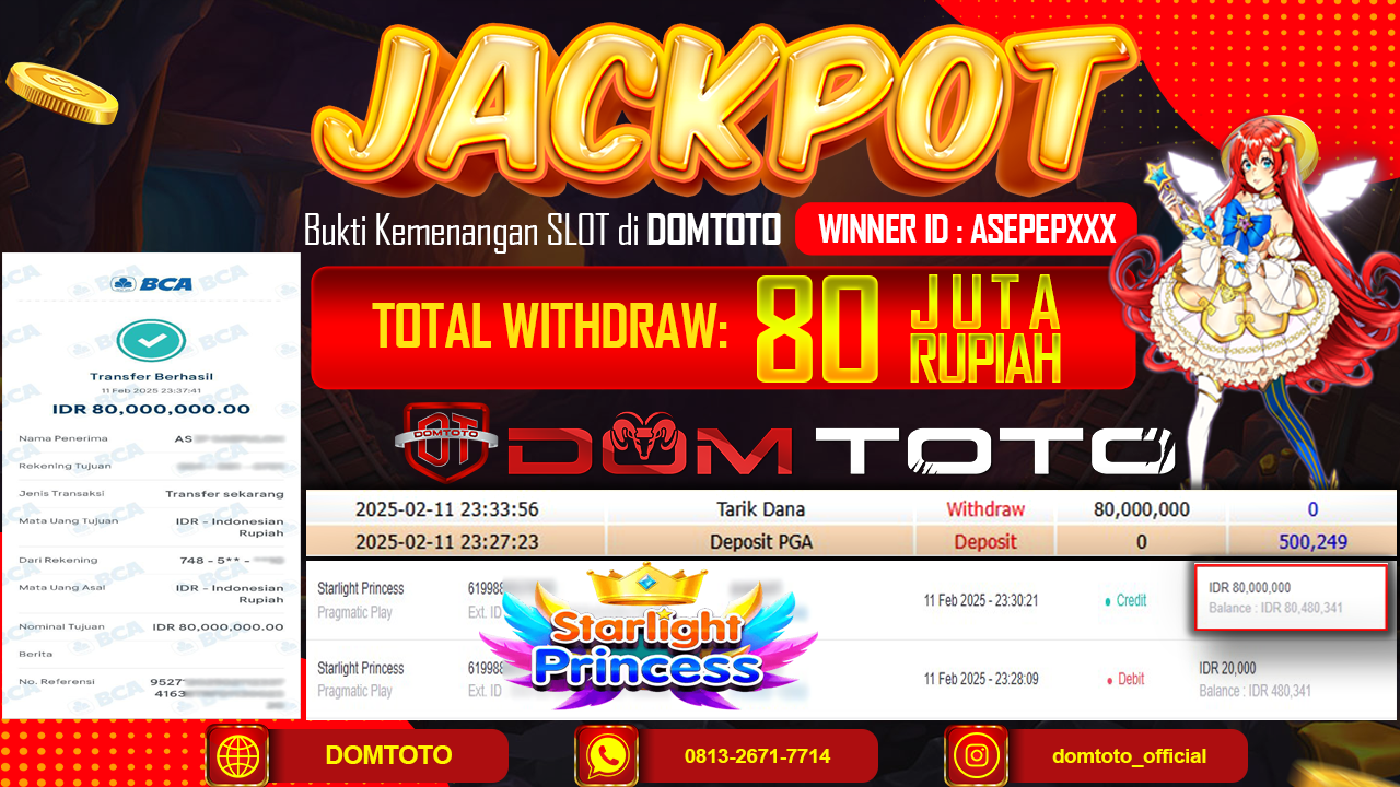 JACKPOT SLOT STARLIGHT PRINCESS 11 FEBRUARI 2025